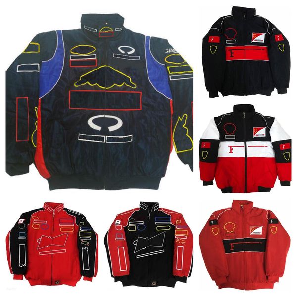 

f1 formula racing jacket full embroidered team cotton clothing spot sales, Black;brown