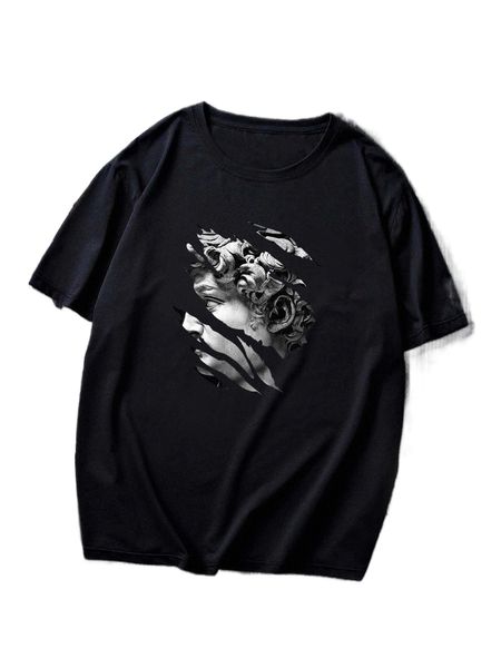 

men figure graphic tee l63j#, White;black