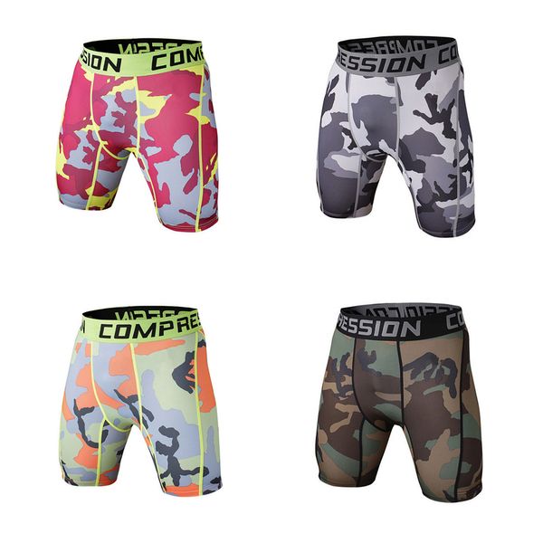 

wholesale-personality design camouflage quick dry men's tight shorts skin compression casual shorts, White;black