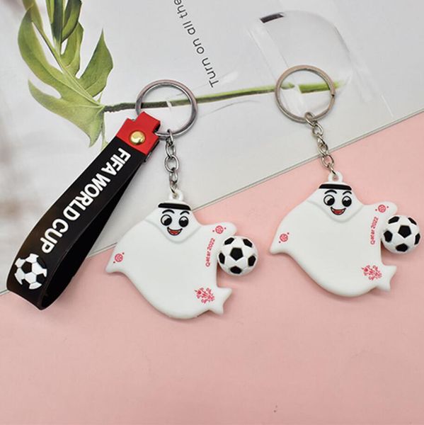 

2022 qatar football world cup small cape mascot keychain doll keychains accessories pendant football fans should aid jewelry gift, Silver