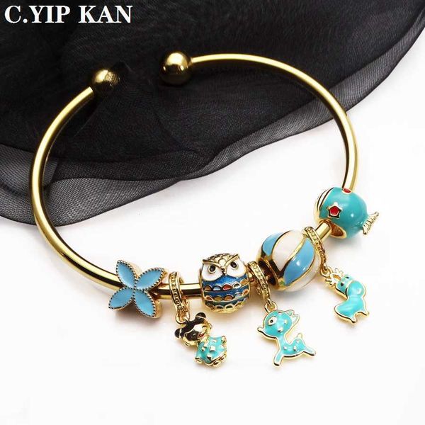 

gold plated brass four leaf clover, light green enamel, series pearl bracelet, women's diy, making gifts separately, Golden;silver