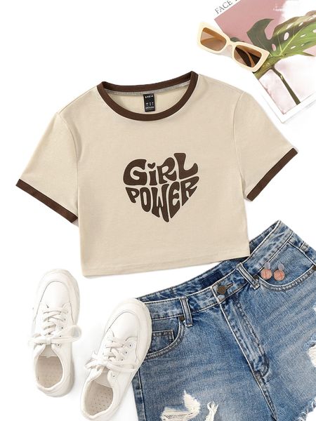 

letter graphic contrast binding crop tee 73nh#, White