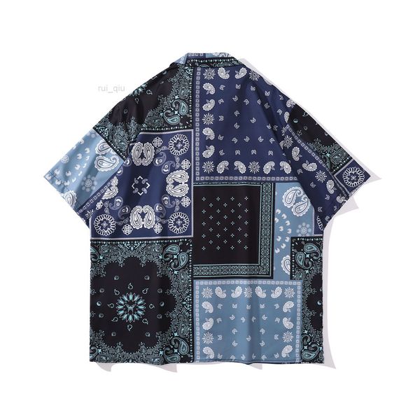 

bandana shirt blue men summer thin material men's shirt male top, White;black