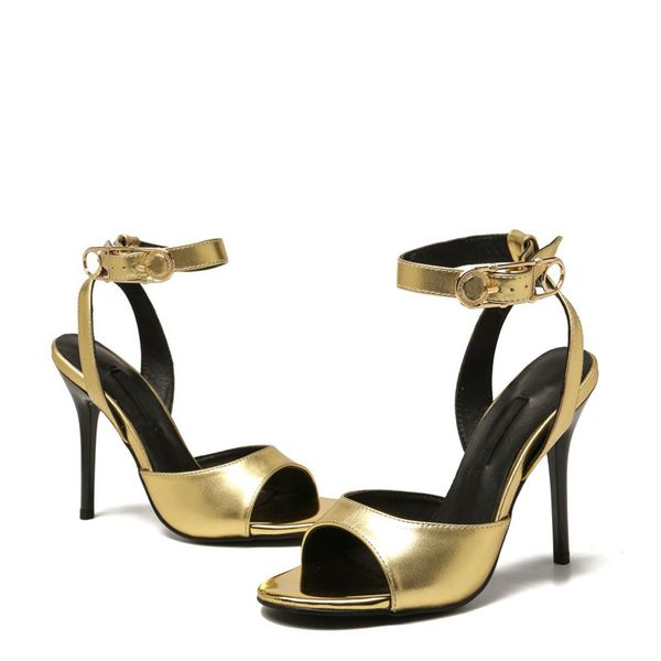 

designer luxury medusa chain slippers jeans couture gold high heel ankle strap sandal women's sandles flip flop with box dust bag, Black