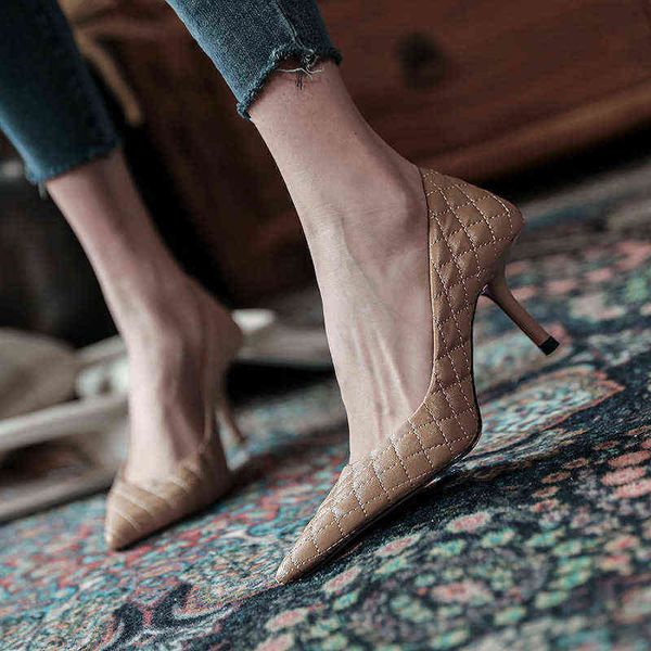 

sandals women elegant pointed high heels fashion lattice shallow mouth apricot thin heeled sandals lady shoes 220322, Black