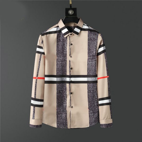 

men's dress shirt luxury slim silk dress shirt long sleeve casual business clothing plaid brand 17 color -3xl burr, White;black