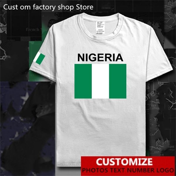Nigeria-Flagge T-Shirt aus reiner Baumwolle für Männer und Frauen, High Street Fashion, lockeres lässiges T-Shirt, freies individuelles Jersey, DIY, Namensnummer 220620