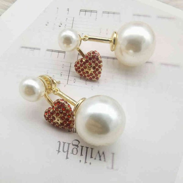 

2022 factory wholesale new dijia high sense light luxury simple love full of diamond pearl tassel celebrity minority earrings women d3p3, Golden