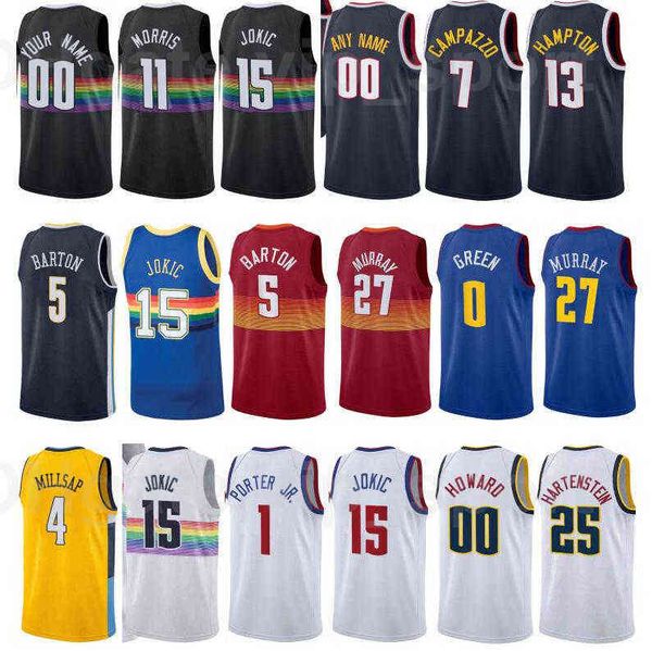 

print basketball city earned edition jamychal green jersey 0 pj dozier 35 facundo campazzo 7 gary harris 14 monte morris 11 bol, Black