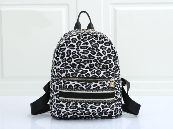 

fashion leopard print backpack embroidery brand shoulder strap luxury backpacks travel bag school bags