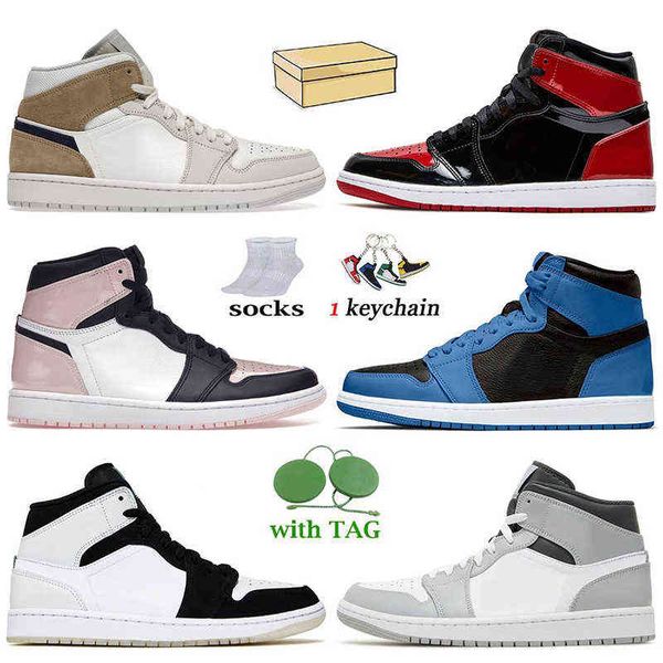 

jumpman 1 1s basketball shoes tan suede high og patent bred atmosphere dark marina blue diamond shorts light smoke grey sports