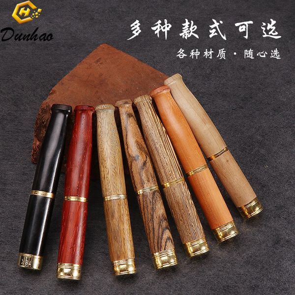 Pipe Filtro duplo de madeira sólida cigaretesandalwood haste filtro de haste masculina porta -cigarro saudável e eficiente