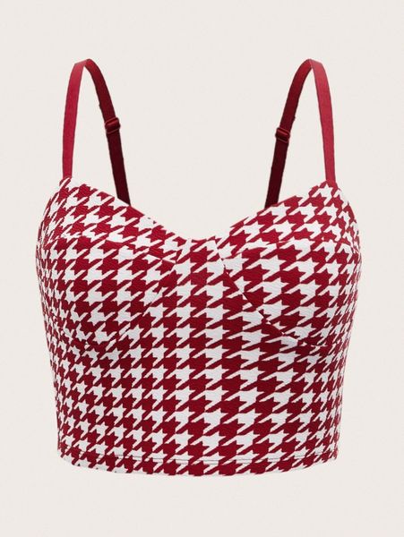 

houndstooth print cami j7by#, White