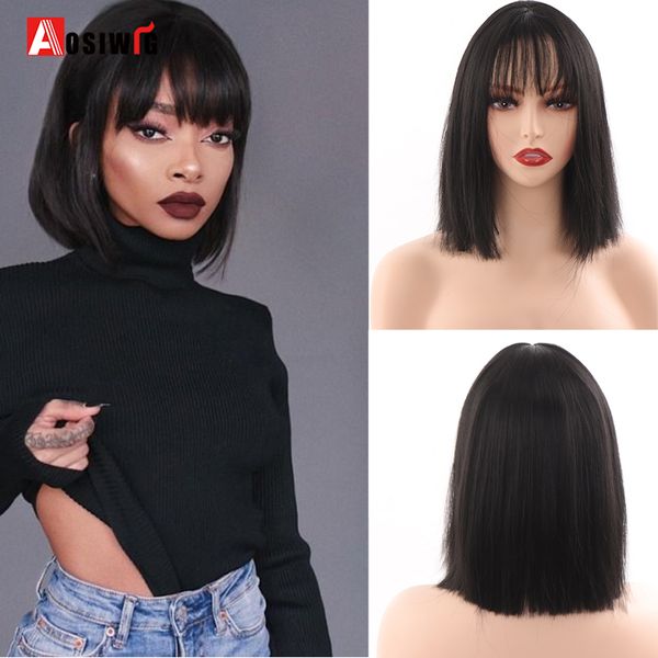 

costume accessories aosi short bob wig with bangs synthetic lolita cosplay daily wigs black pink purple blonde wig for women straight natura, Silver