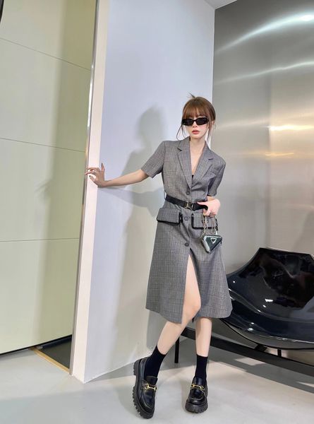 

pra women's summer dress logo2022 spring/summer new plaid long dress shirt dress autumn valentine's day birthday christmas gift wo, White;black