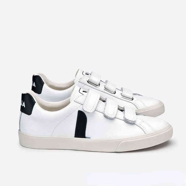 

2022 new vej leather low small white men's and women's lovers' flat bottom casual sports board shoes, Black
