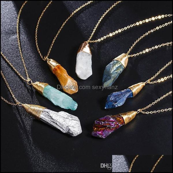 

pendant necklaces pendants jewelry natural stone necklace crystal irregar shape for women diy party drop delivery 2021 rilaf, Silver