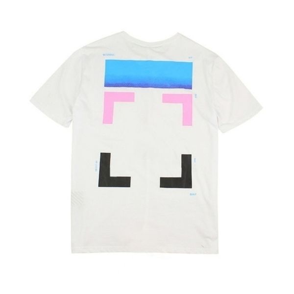 

classic mens designer fashion offs t shirts brand cotton luxury short sleeves tees back rainbow gradient arrow t-shirts women black shirt e, White;black