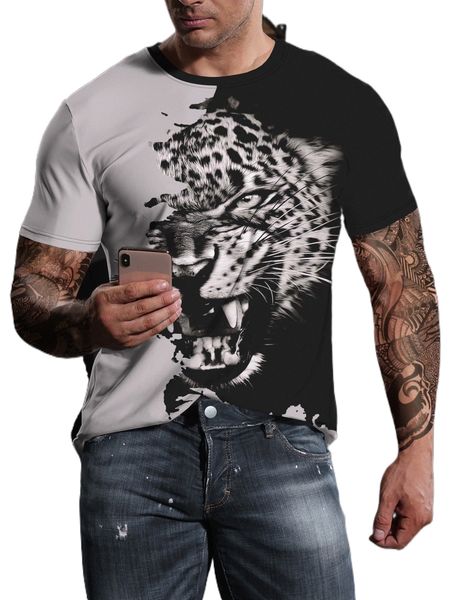 

men 3d leopard print tee d9t9#, White;black