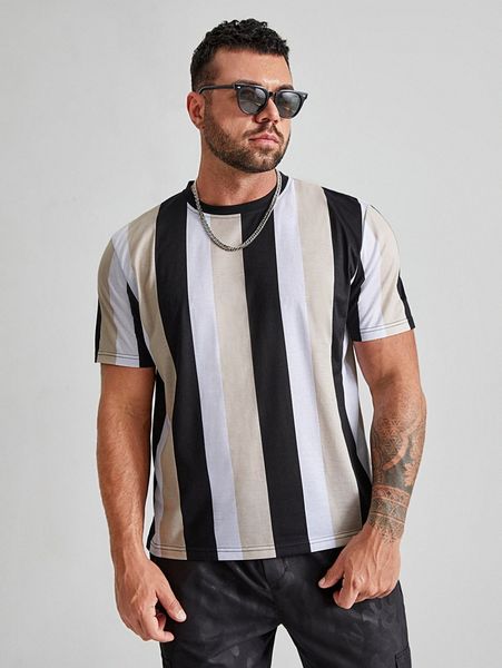 

extended sizes men cut and sew tee h1ku#, White;black