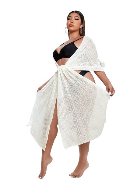 

plus solid cover up without bikini set 91hj#, Black