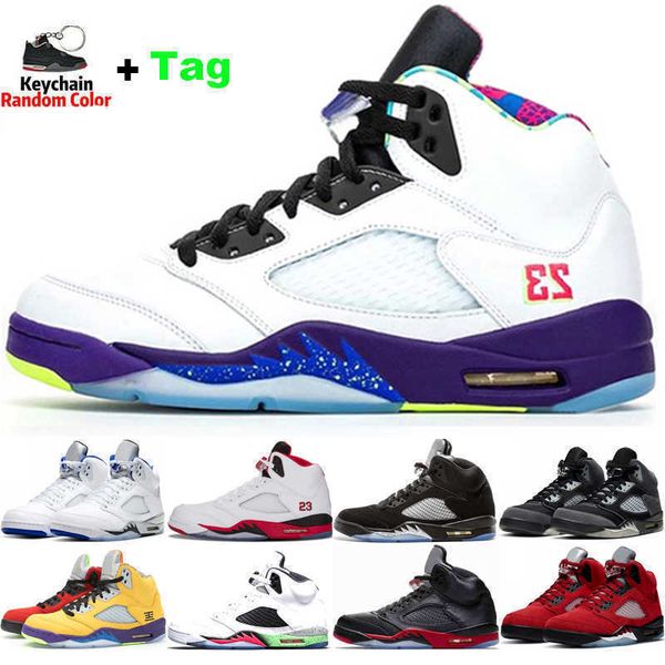 

alternate 5 5s basketball shoes men jumpman sport sneakers raging bull what the mens trainers sneaker sports with keychain, Black