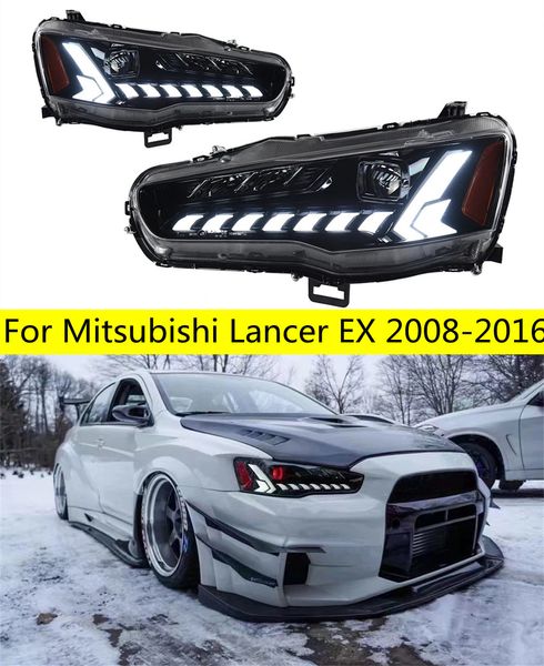 Светодиодные фары в сборе для Lancer EX 20 08-20 16 Mitsubishi DRL дневные ходовые огни светодиодный указатель поворота дальнего света