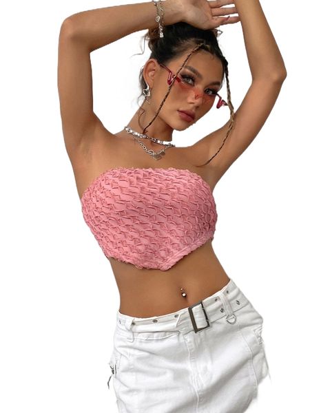 

lettuce trim bandana crop tube m4no#, White
