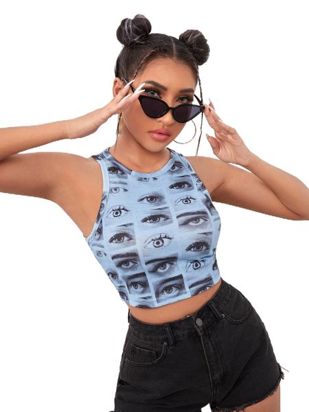 

eye print crop tank r7ar#, White