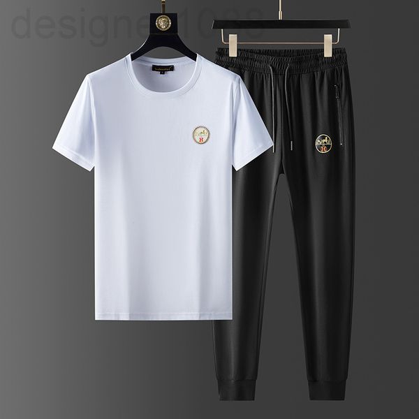 

men's jackets designer classic embroidered t-shirt trendy men's short sleeve solid horsehead pattern round neck summer casual pant, Black;brown