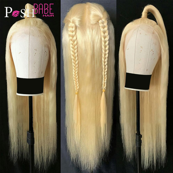 

accessories 13x4 13x6 honey blonde 613 lace front human hair wigs 30 inch straight 13x1 t part wig with baby hair remy brazilian, Silver