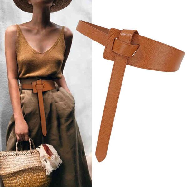 

belts knotted leather belt, female minority design, first layer leather, geometric sense, simple waist seal hourglass women's belt 5b0d, Black;brown