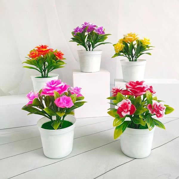 Dekoratif çiçek çelenkleri mini yapay çiçek bitkileri bonsai küçük simüle ağaç pot sahte ofis masası saksı süslemeleri ev dekordeco