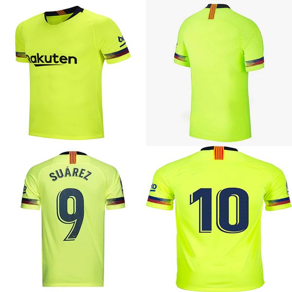 

18 19 soccer jerseys bcn fc away green jersey 10# sergio pique suarez for men shirt vidal rafinha coutinho uniforms, Black;yellow
