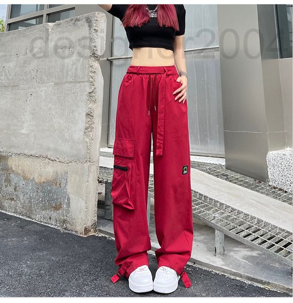 

women's pants & capris designer american overalls children 2022 new loose straight tube hip hop high street wide leg casual pants ins e, Black;white