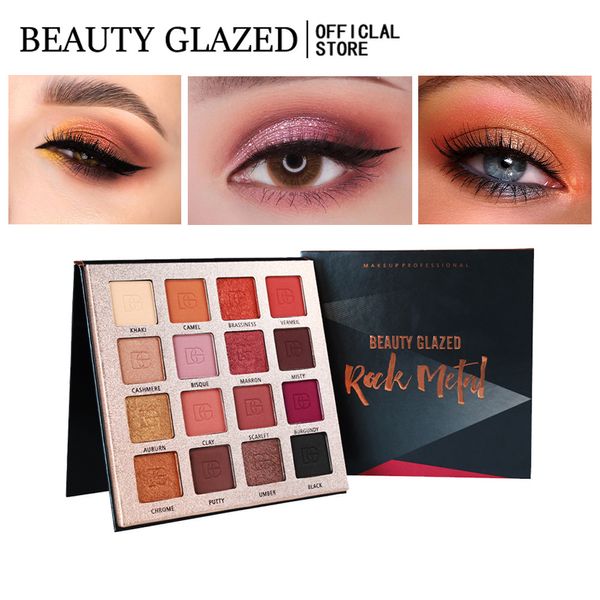 Beleza envidraçada de rock metal 16 coloras glitter sombra paleta de paleta fosco maquiagem paleta luminosa paleta de sombras