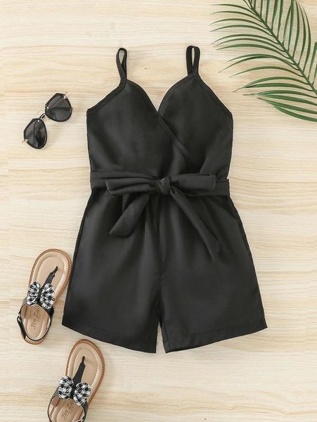 

toddler girls surplice neck belted cami romper she, Blue