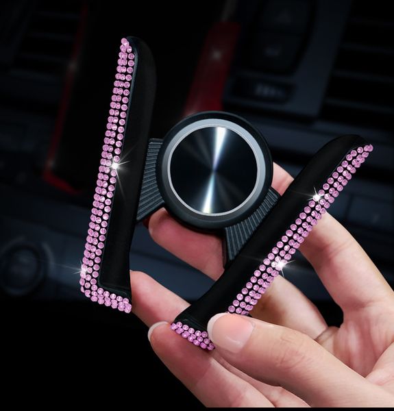 Saída de ar do carro snap-tipo diamante-cravejado suporte do telefone carro criativo gps dupla função saída de ar suporte automático interior do carro supplie