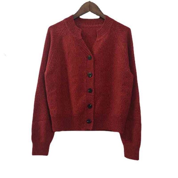 

women's sweaters xiaohe 21 winter fashion temperament versatile cotton wool cashmere round neck long sleeved knitted cardigan red sweat, White;black