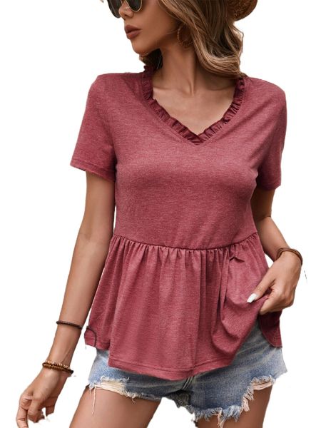 

f.rill trim fake button back tee b9hn#, White