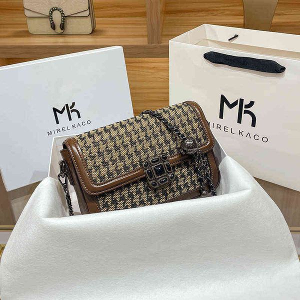 

hong kong brand bag 2021 new autumn winter single shoulder diagonal cross chaohan woven thousand bird lattice chain women's