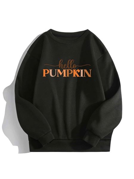 

round neck letter graphic pullover b8mc#, Black