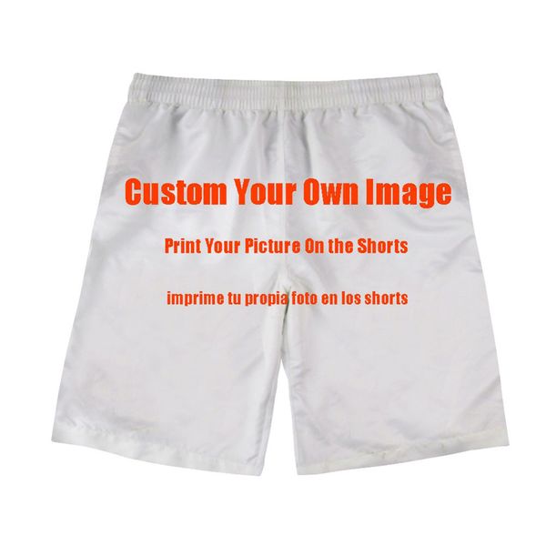 

custom image fashion men casual short pants elastic waist lining quick dry summer beach boardshorts bodybuilding drop 220609, White;black