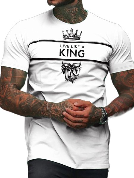 

men crown & slogan graphic tee b8ad#, White;black