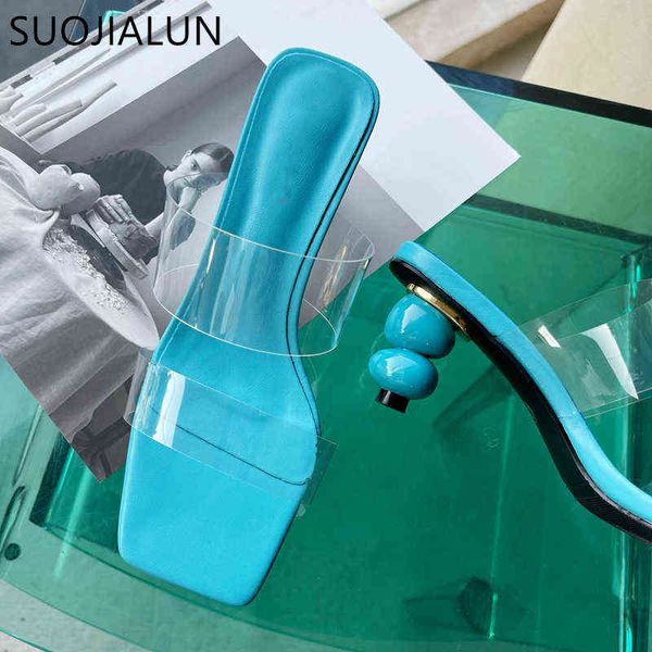 

suojialun 2022 summer new strange heel pvc transparent women slipper fashion open toe sandal outdoor beach slides flip flops 220627, Black