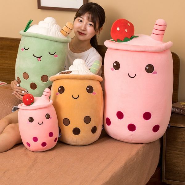 Lembranças kawaii decoração de decoração bolha chá de pelúcia brinquedo de pelúcia de pelúcia fofa copo de luxo de leite boba almofada de aniversário macio de aniversário 849 e3