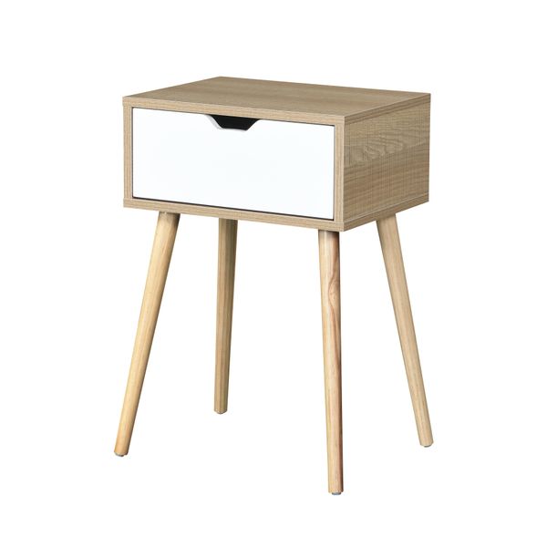 

side table with 1 drawer and rubberized wood legs for bedroom and living room furniture lockers
