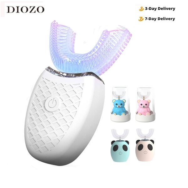 

360 degrees intelligent automatic electric toothbrush u type 4 modes tooth brush usb charging tooth whitening blue light 220425