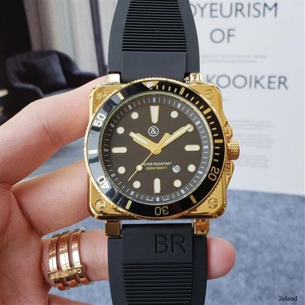 

luxury mens 47mm black silicone strap automatic mens watch montre de luxe wristwatches271a, Slivery;brown