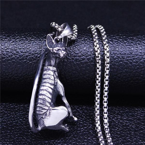 Anhänger Halsketten Ägyptischer Stil Dekoration Hund Edelstahl Halskette Männer Silber Farbe Kette Schmuck Colgante Hombre NZZ86S02Pendant